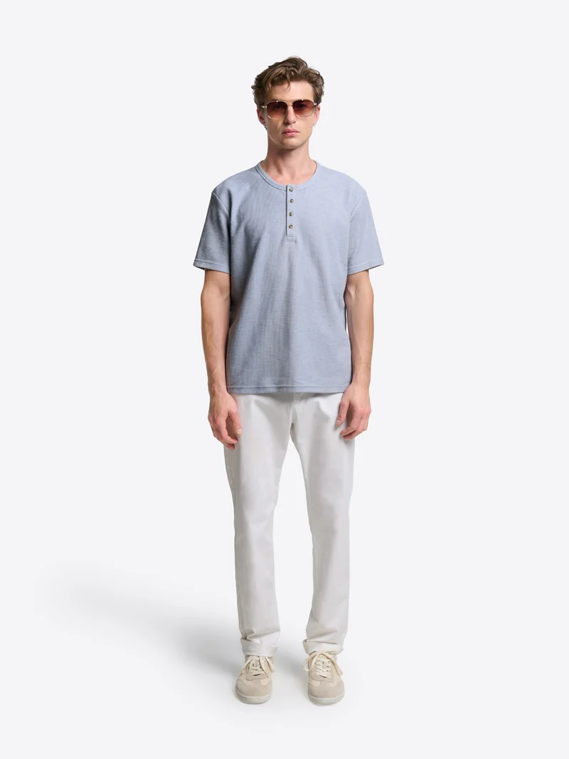 T-shirt col tunisien effet slub