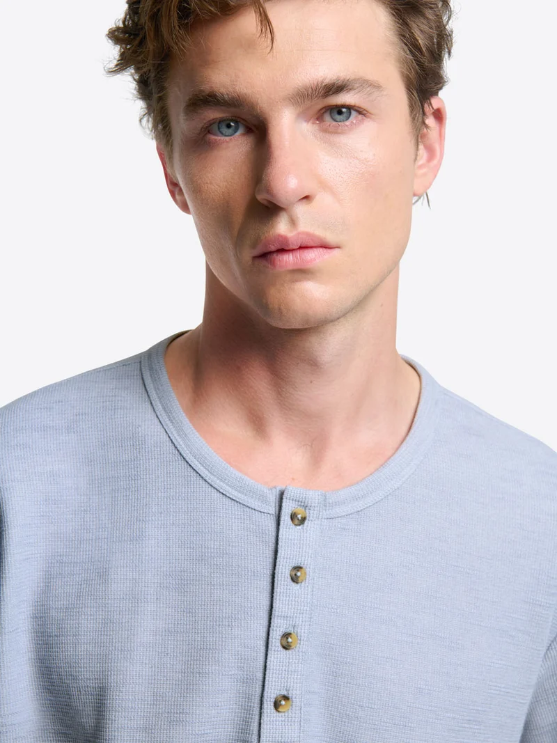 T-shirt col tunisien effet slub