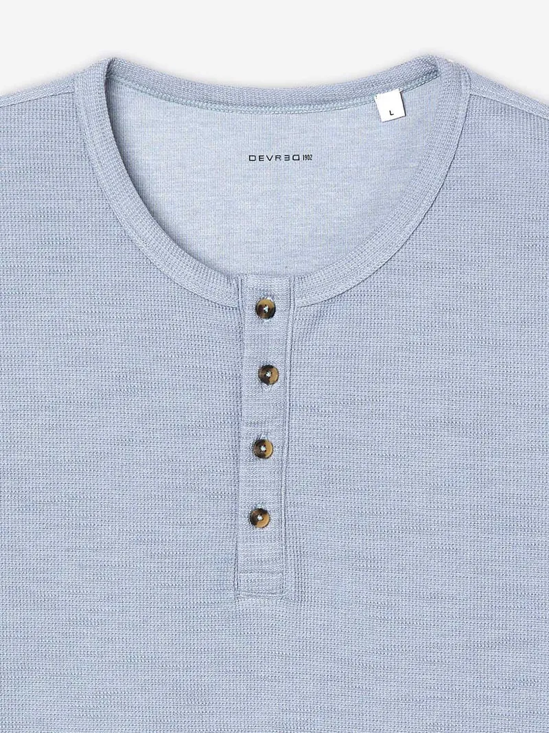 T-shirt col tunisien effet slub