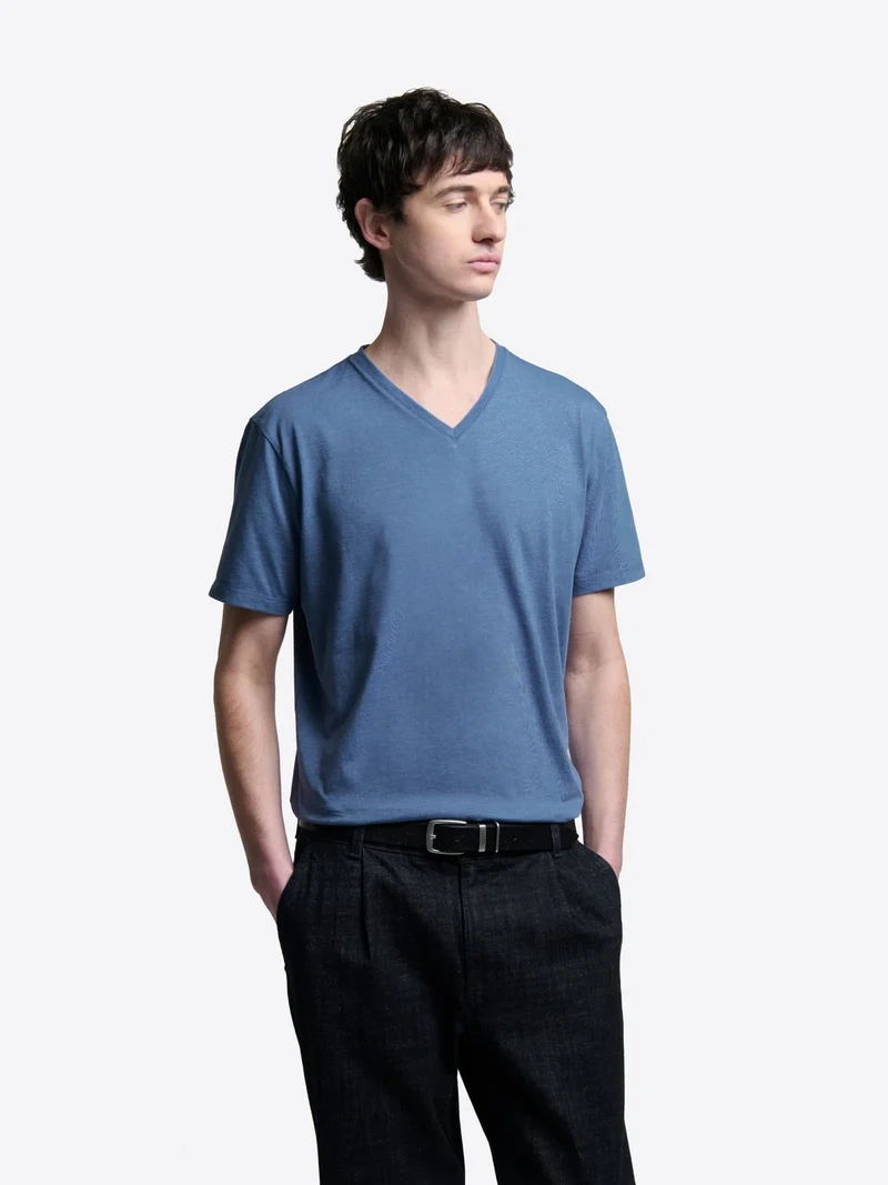 T-shirt col V mélange coton Supima®