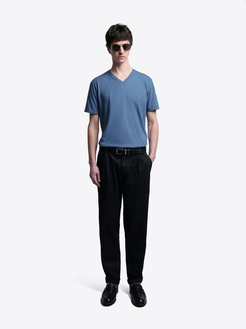 T-shirt col V mélange coton Supima®