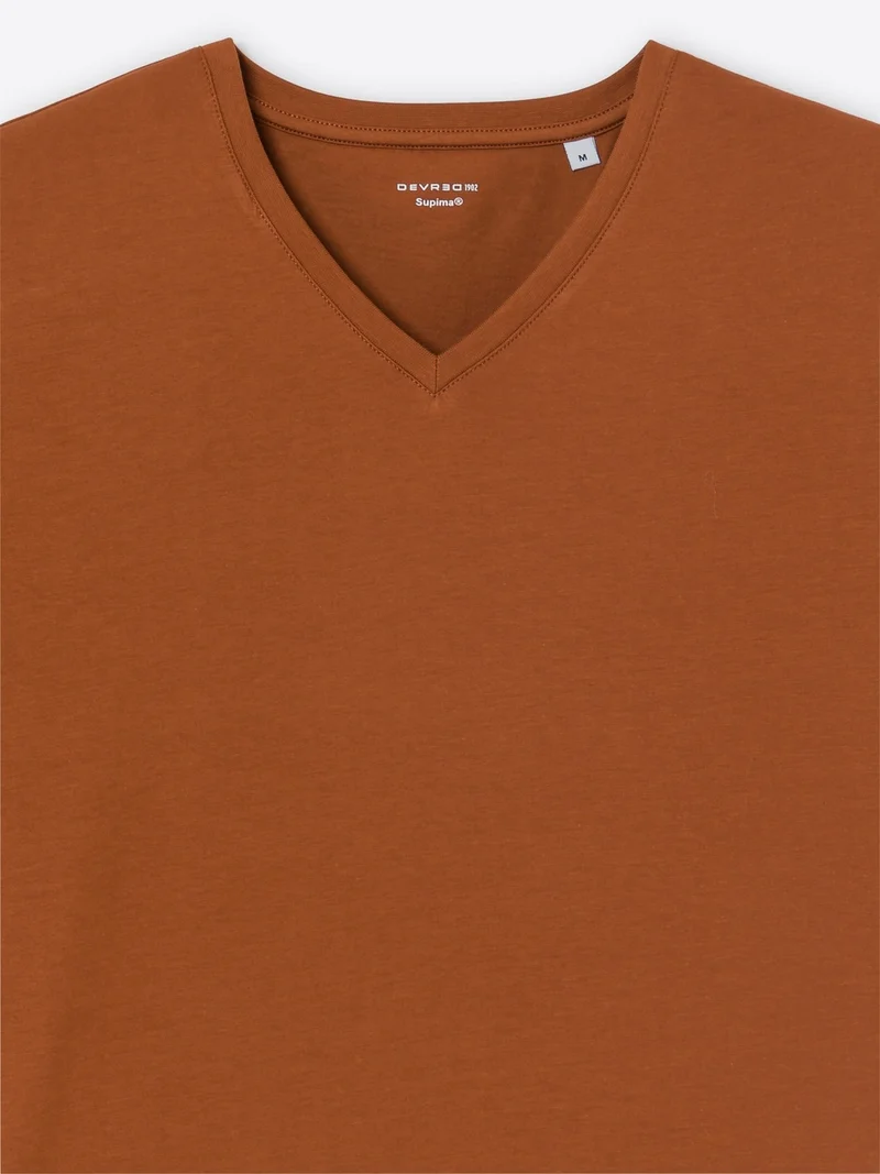 T-shirt col V en coton Supima®