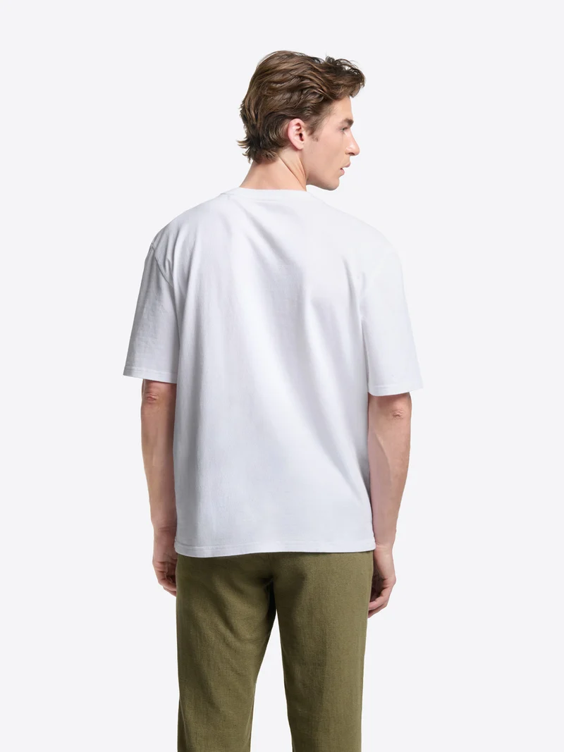 T-shirt col V effet crêpé