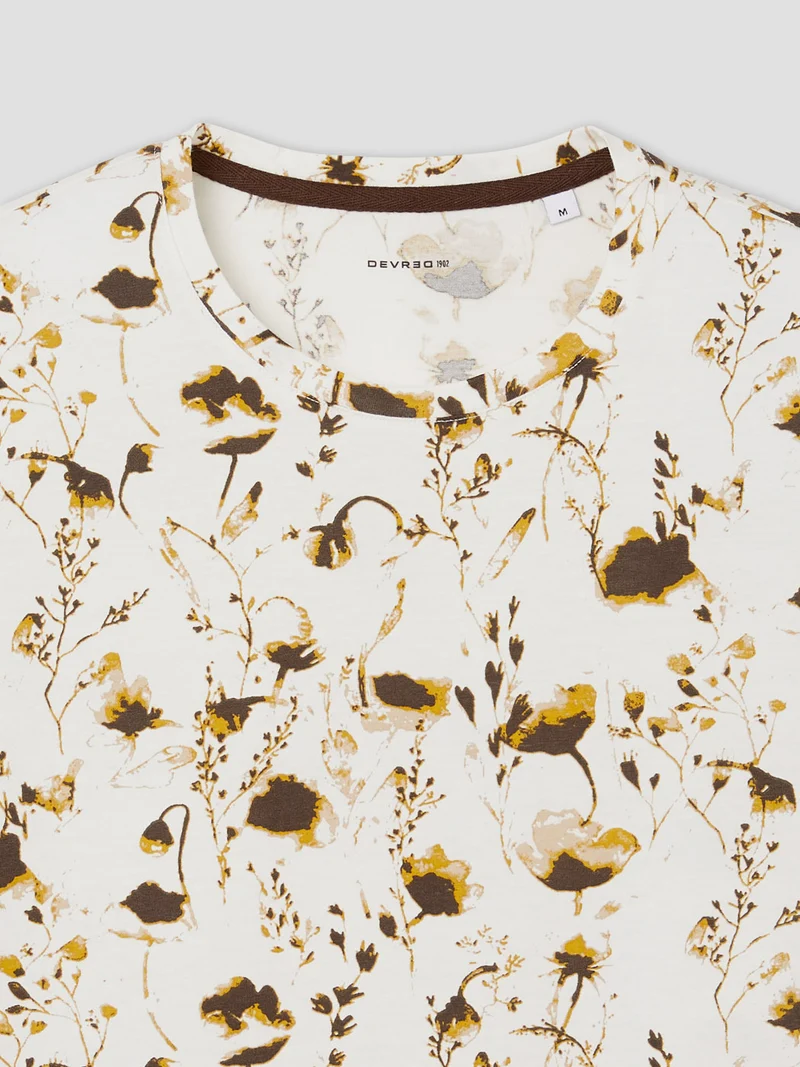 T-shirt col rond fleuri