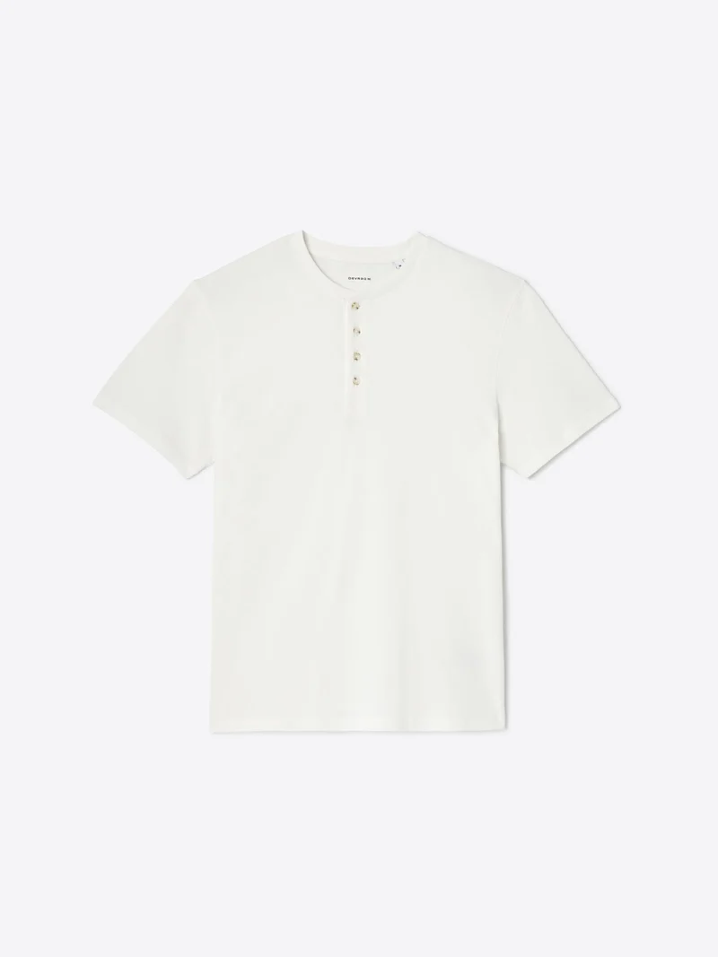 T-shirt col tunisien en coton