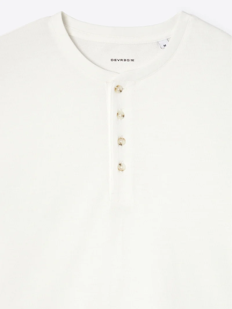 T-shirt col tunisien en coton