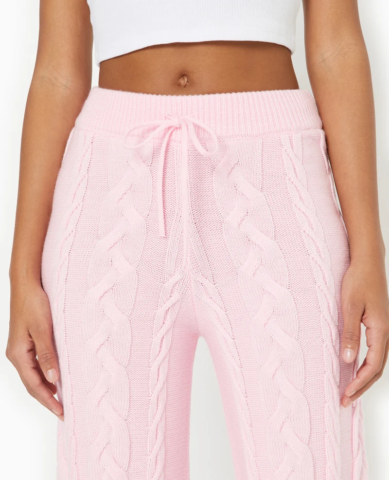 Pantalon droit en maille torsadée