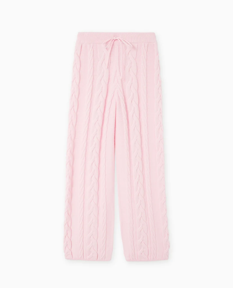 Pantalon droit en maille torsadée