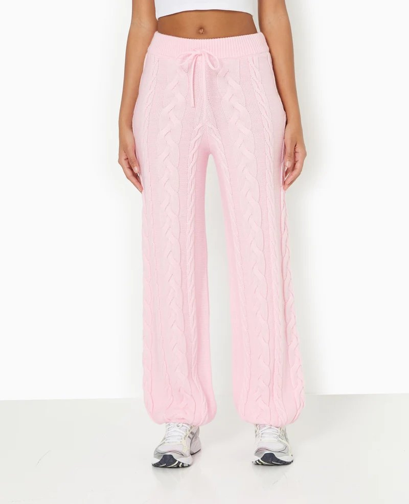 Pantalon droit en maille torsadée
