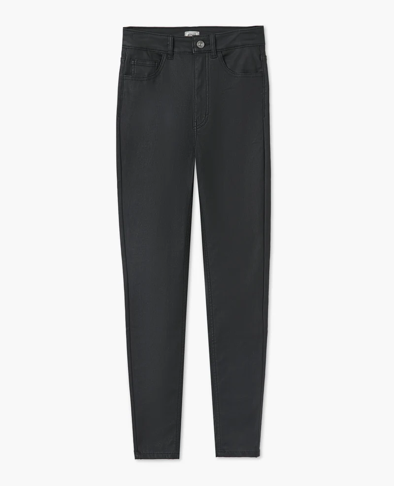 Jean skinny enduit effet cuir