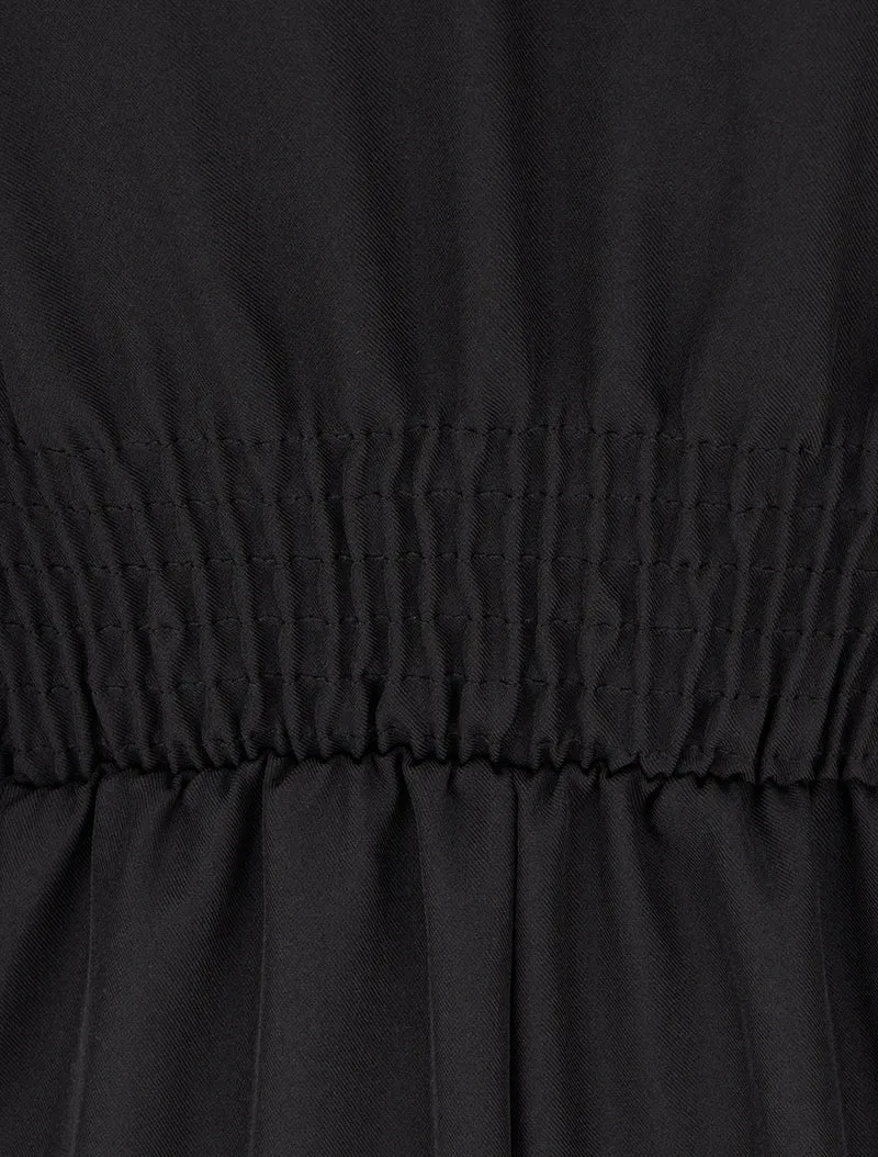 Combinaison manches longues à taille effet drapé - Noir