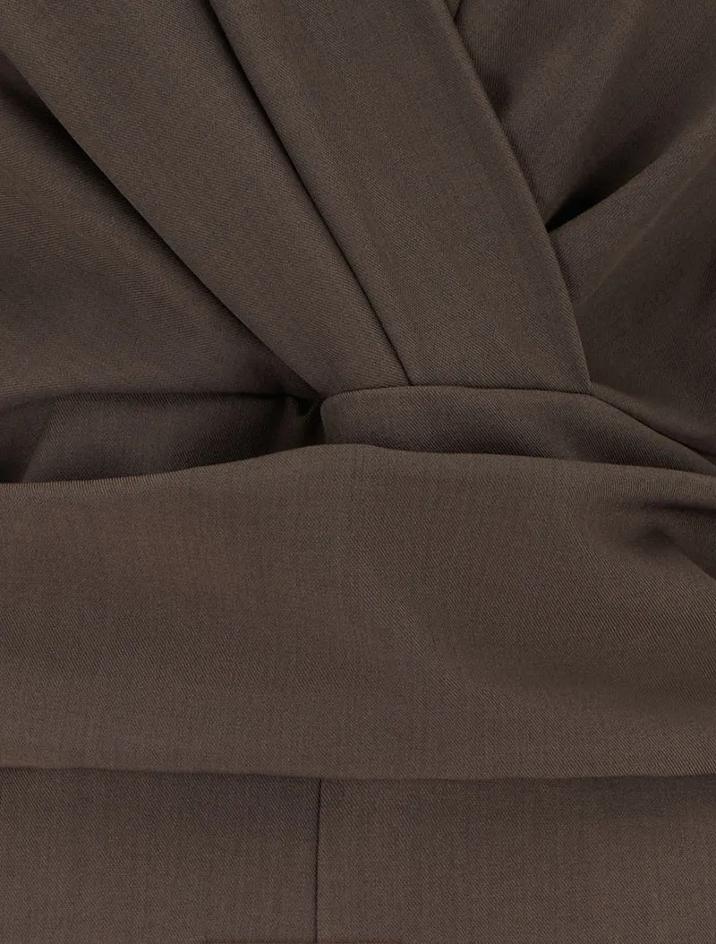 Combinaison manches longues à taille effet drapé - Marron