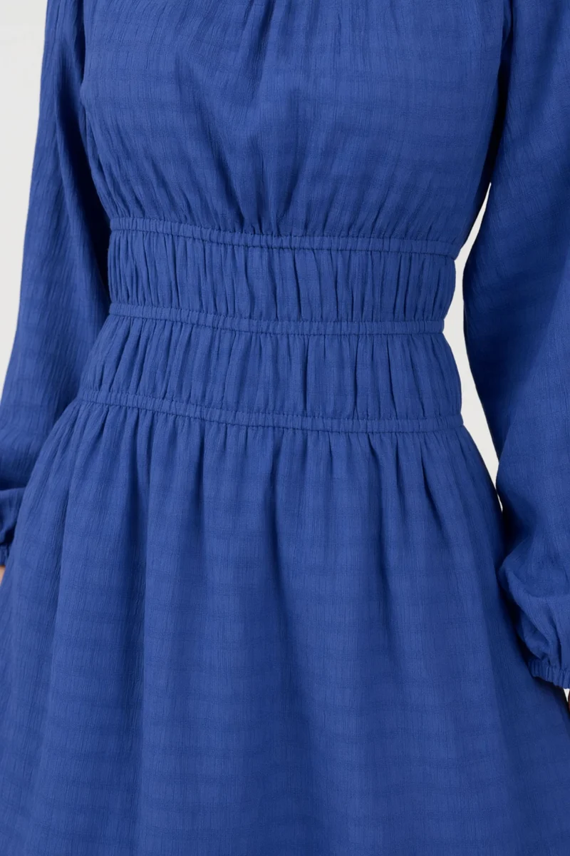 Bari|100% Viscose Bishop Sleeve Mini Dress