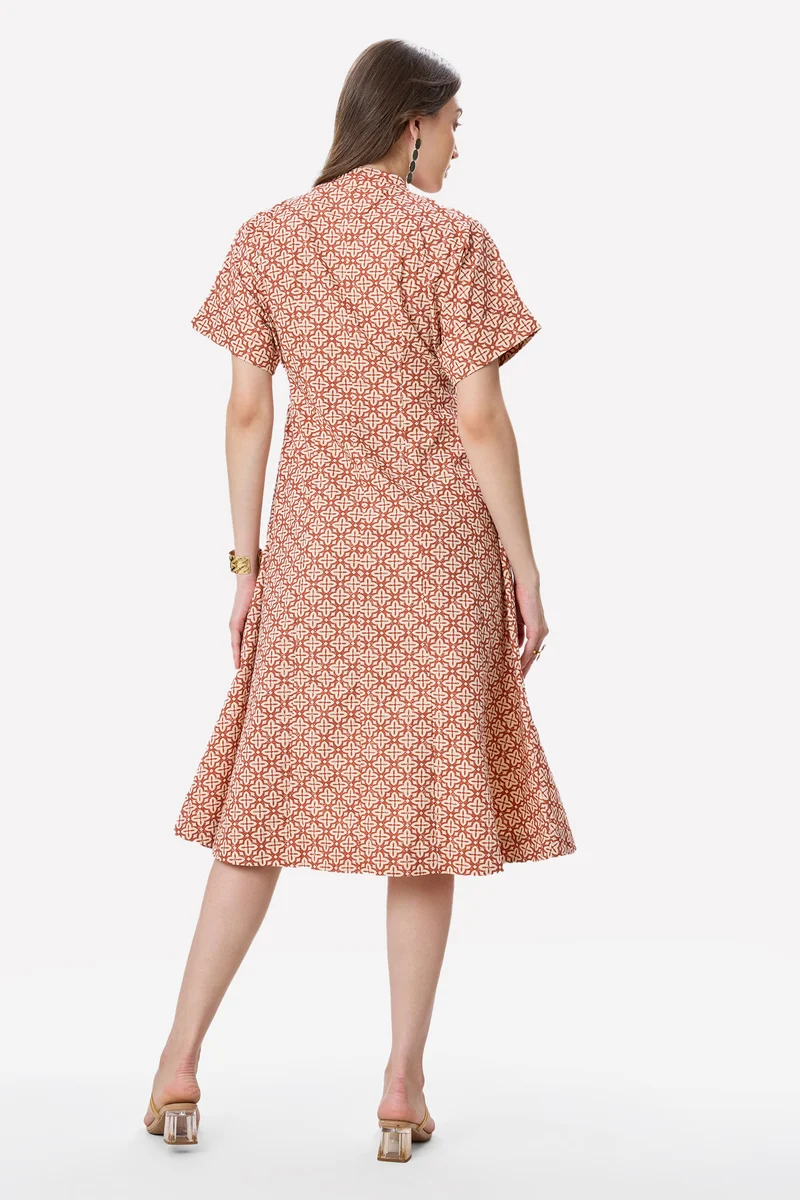Brora|100% Cotton Pleat Detail Midi Dress