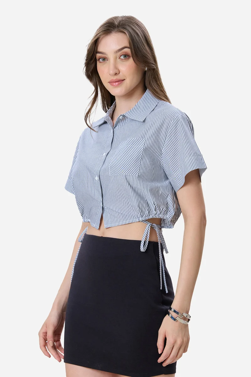 Ida|Cotton Crop Drawcord Shirt