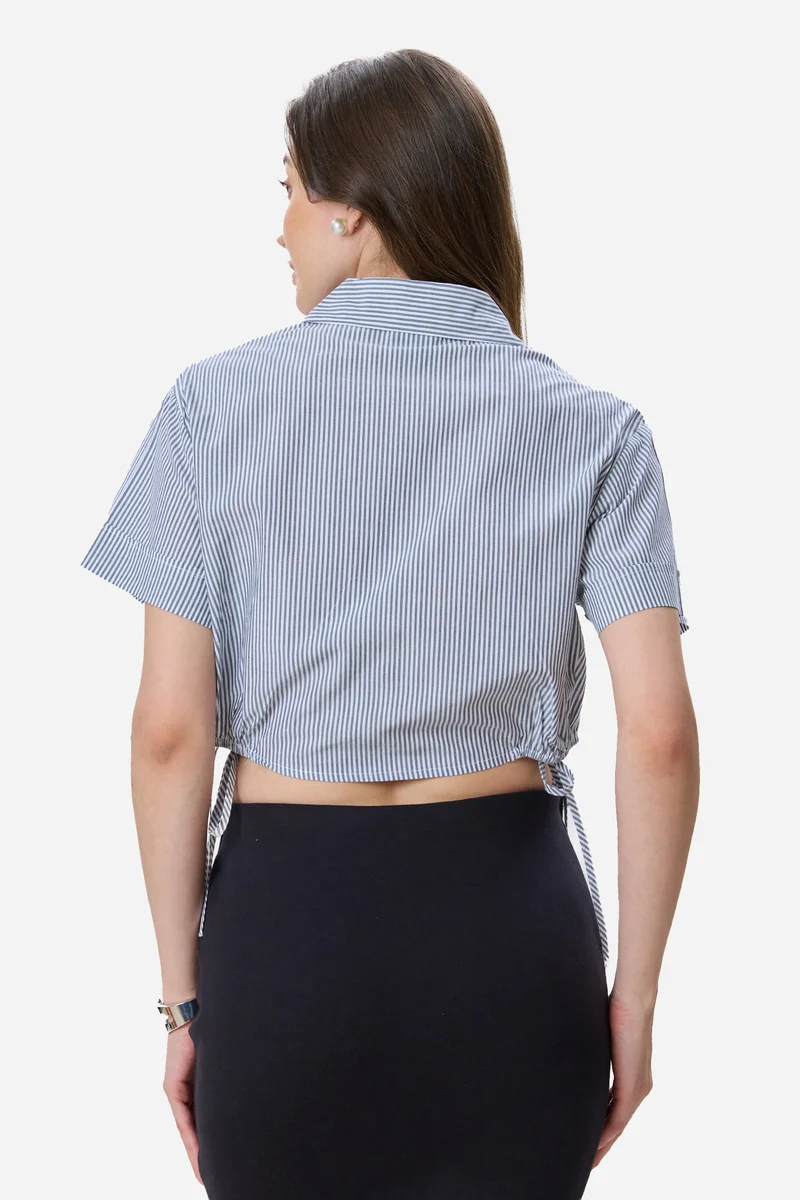 Ida|Cotton Crop Drawcord Shirt