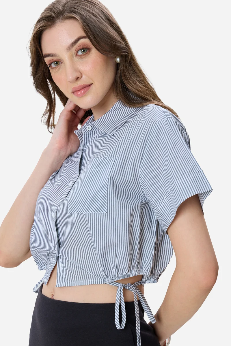 Ida|Cotton Crop Drawcord Shirt