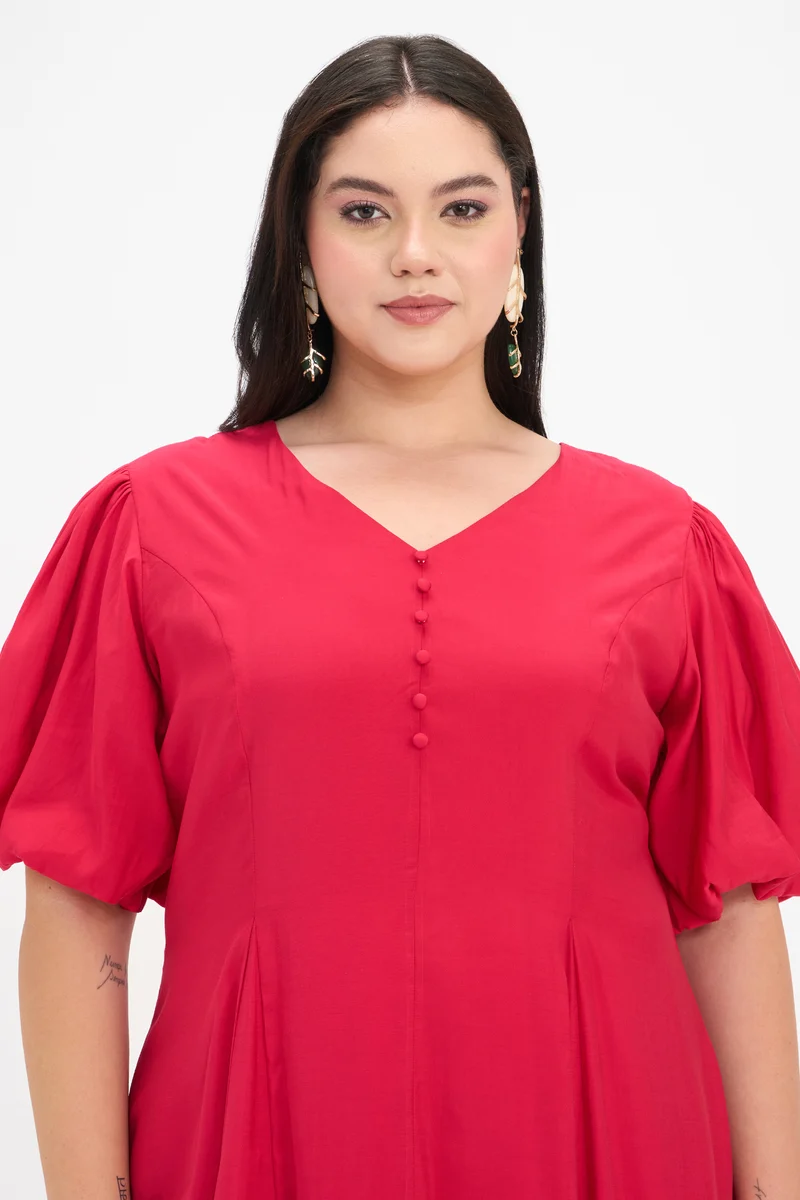 Prema|100% Viscose Fit And Flare Midi Dress