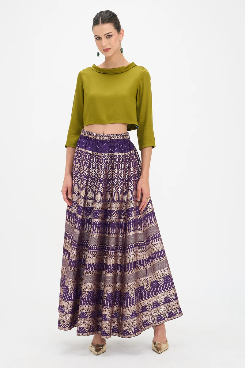 Mugdha|100% Viscose Boat Neck Crop Top