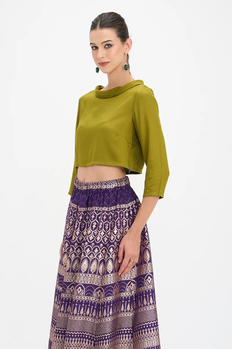 Mugdha|100% Viscose Boat Neck Crop Top