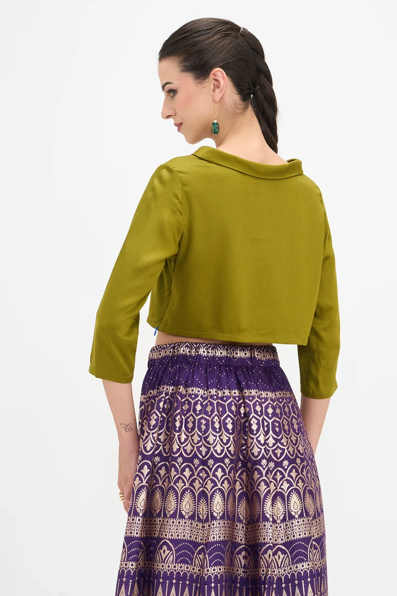 Mugdha|100% Viscose Boat Neck Crop Top