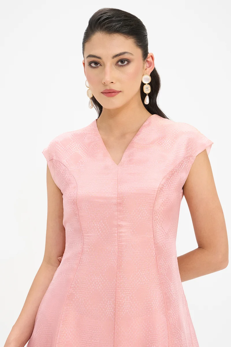 Lalita|100% Viscose Extended Shoulder Mini Dress