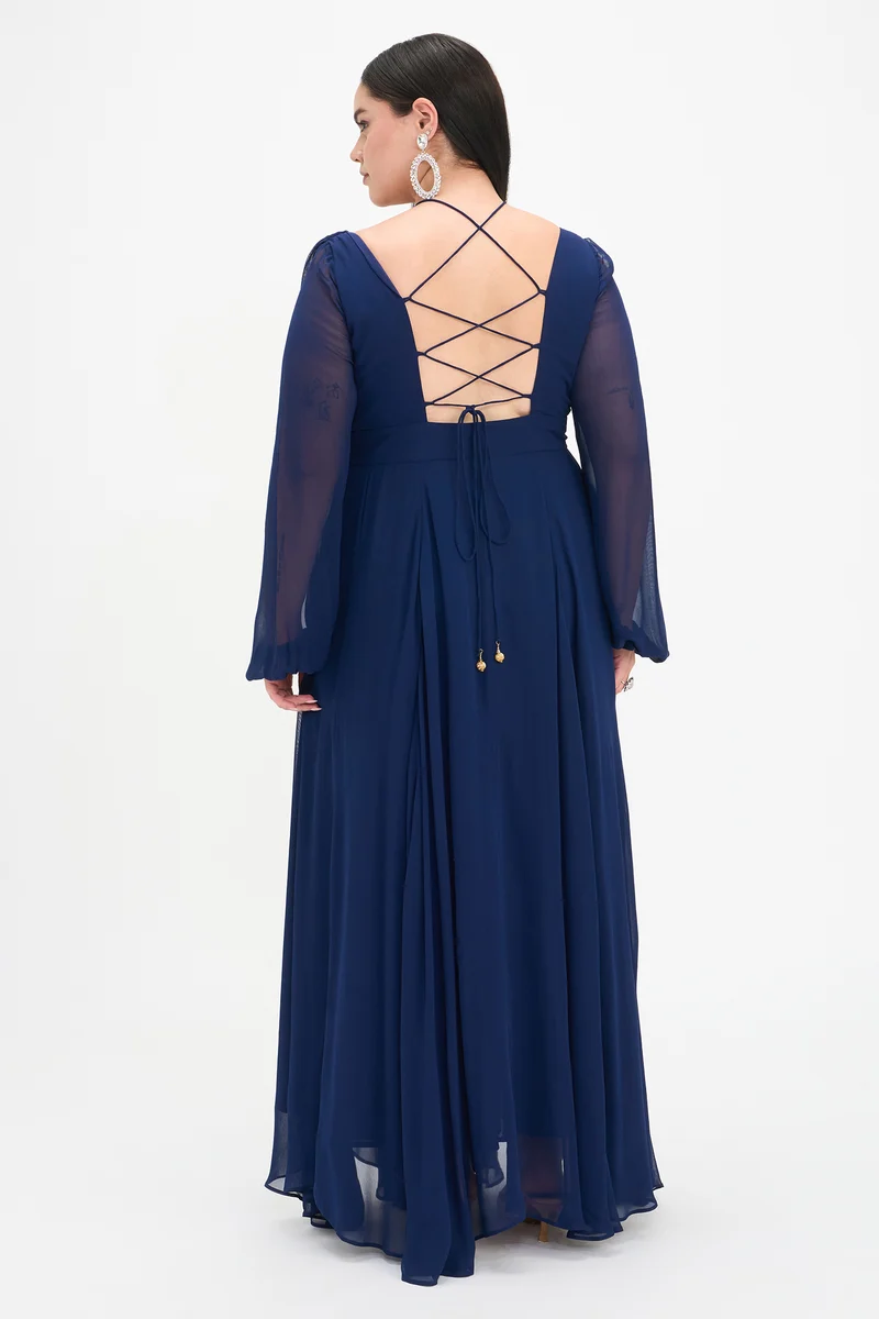 Tris|100% Viscose Fit And Flare Maxi Dress