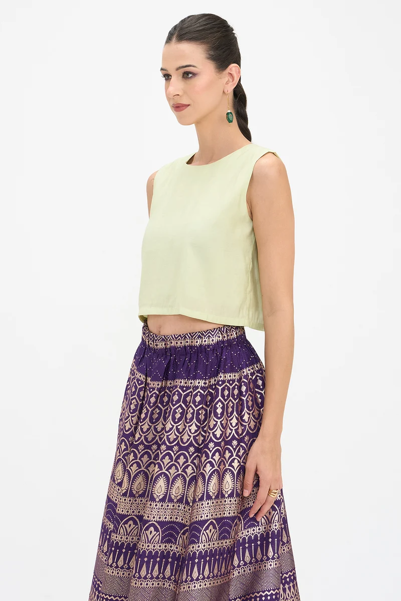 Mohana|100% Viscose Cropped Boxy Top