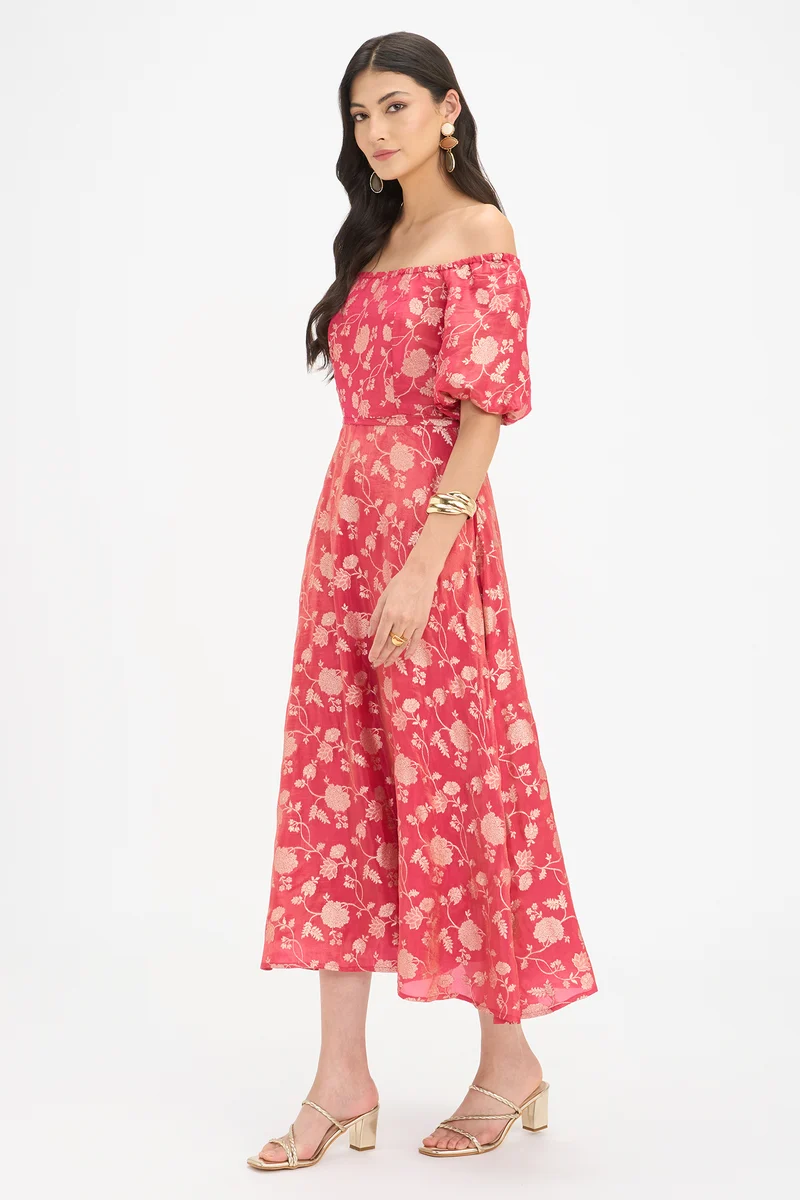 Natya|100% Viscose Off Shoulder Maxi Dress