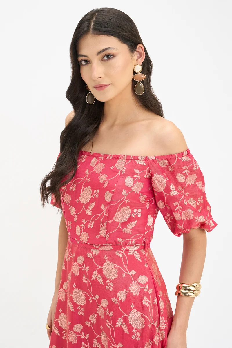 Natya|100% Viscose Off Shoulder Maxi Dress