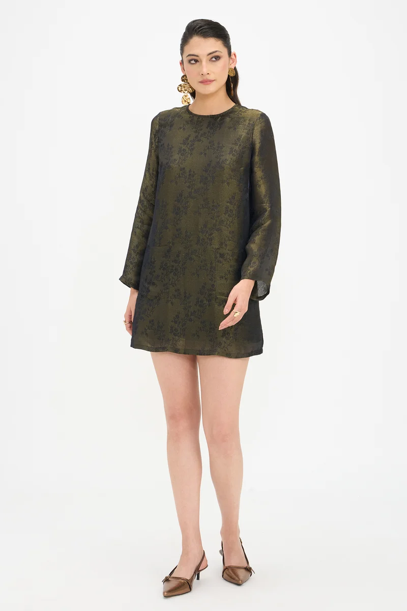 Swara|100% Viscose A-Line Mini Dress