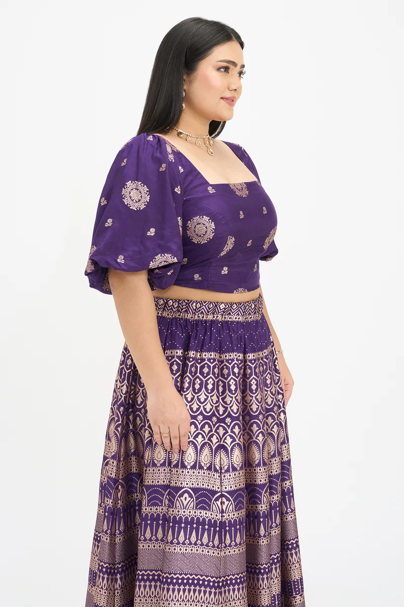 Jiya|Viscose Broacade Jacquard Crop Top