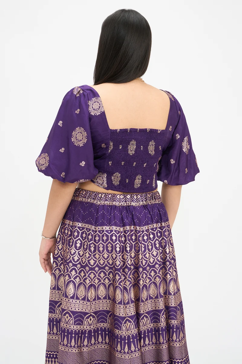 Jiya|Viscose Broacade Jacquard Crop Top