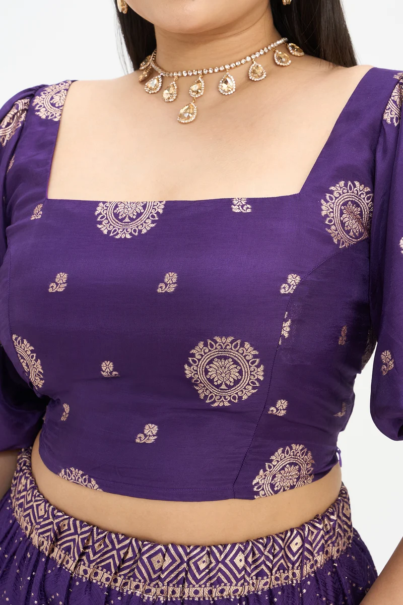 Jiya|Viscose Broacade Jacquard Crop Top