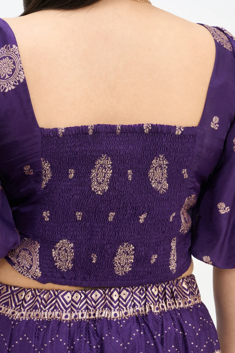Jiya|Viscose Broacade Jacquard Crop Top