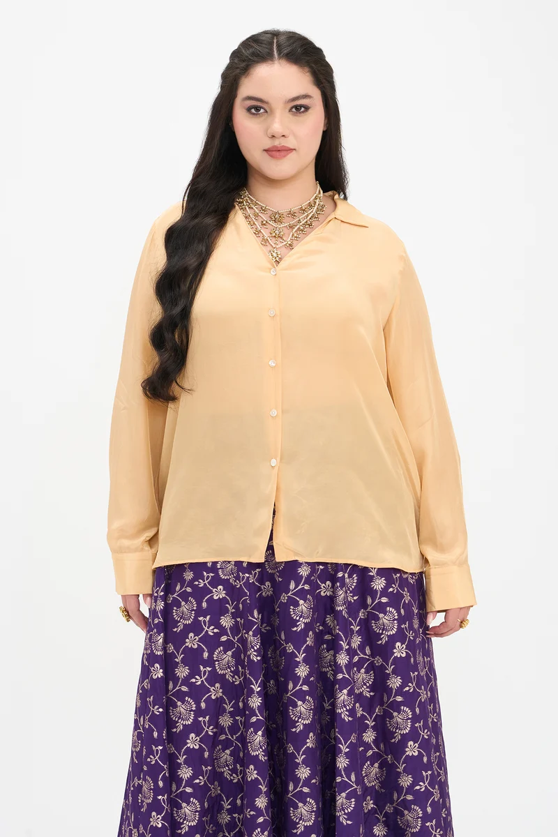 Kani|100% Viscose Shirt With V-Placket