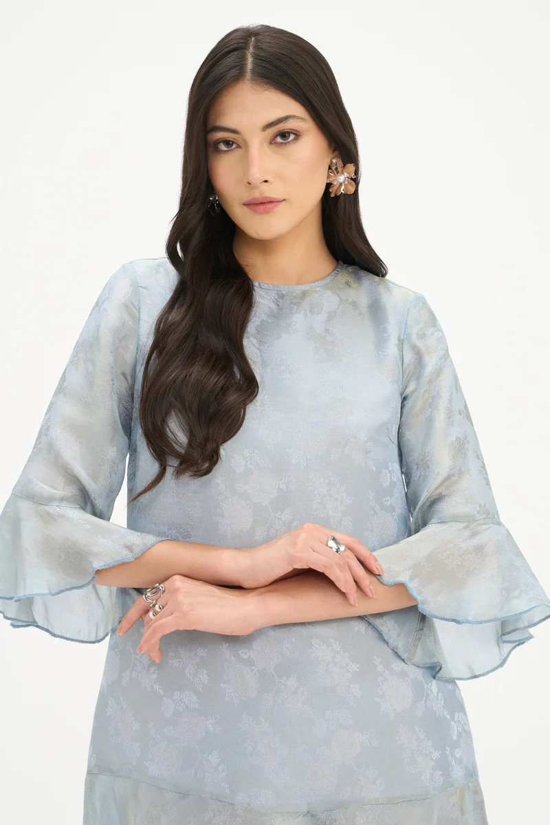Shreeja|100% Viscose Flounce Sleeve Mini Dress