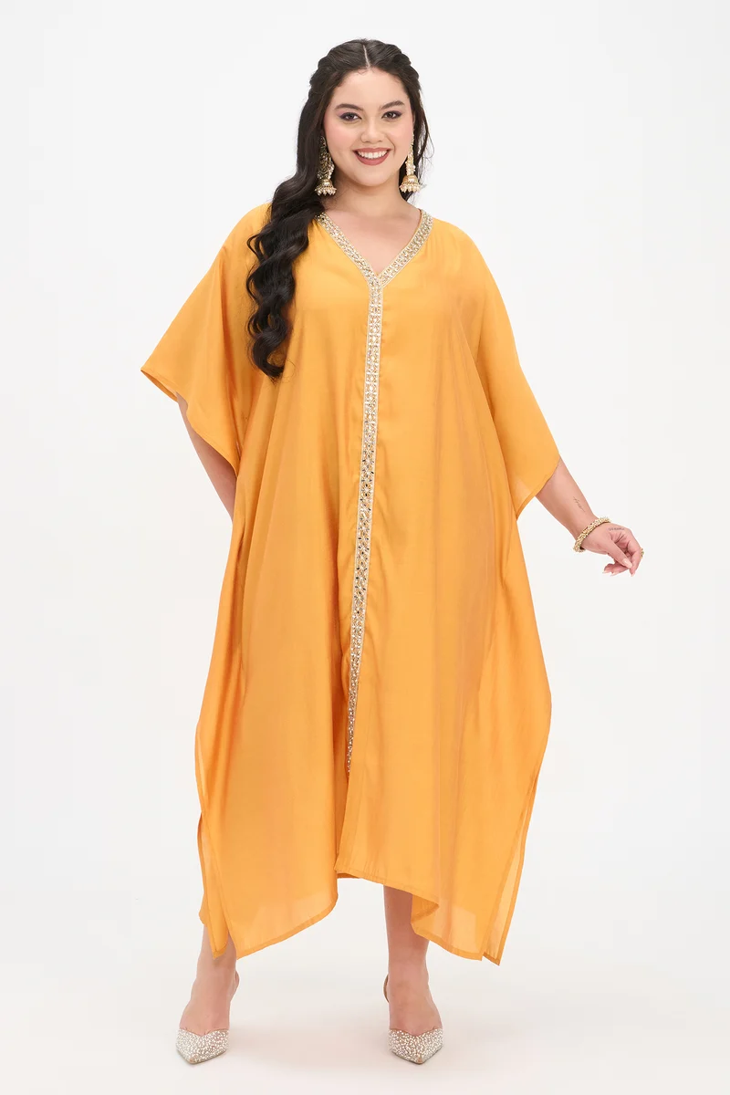 Mohini|Viscose Kaftan Maxi Dress With Lace