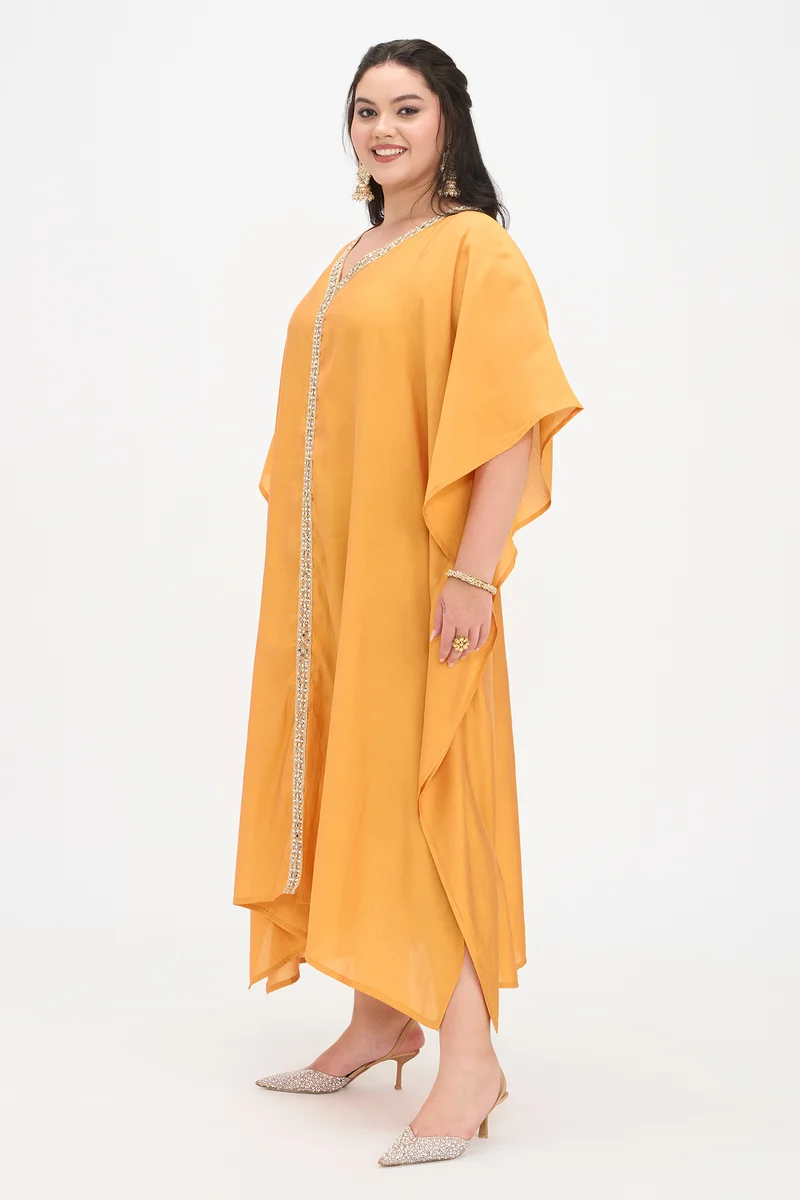 Mohini|Viscose Kaftan Maxi Dress With Lace