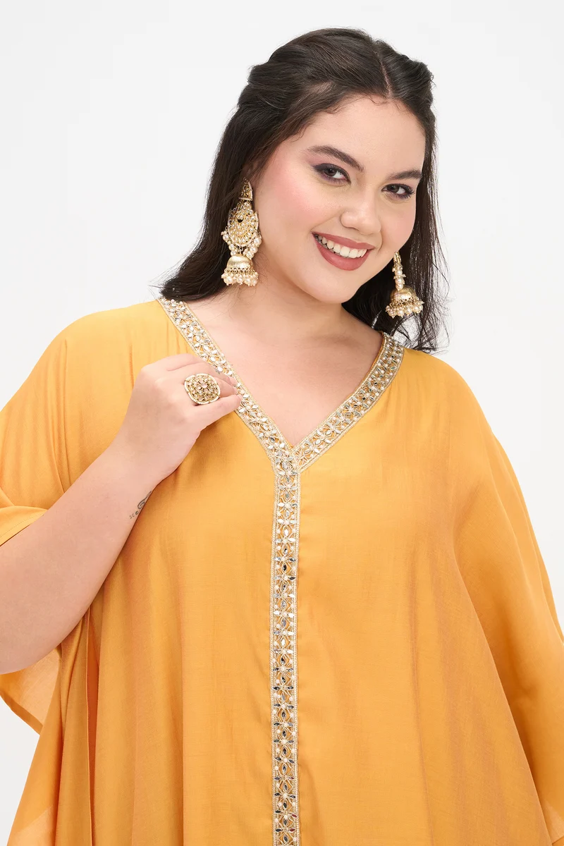 Mohini|Viscose Kaftan Maxi Dress With Lace