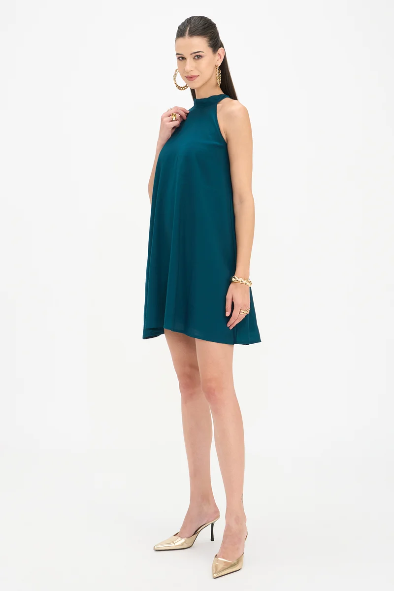 Rasika|100% Viscose Halterneck Mini Dress