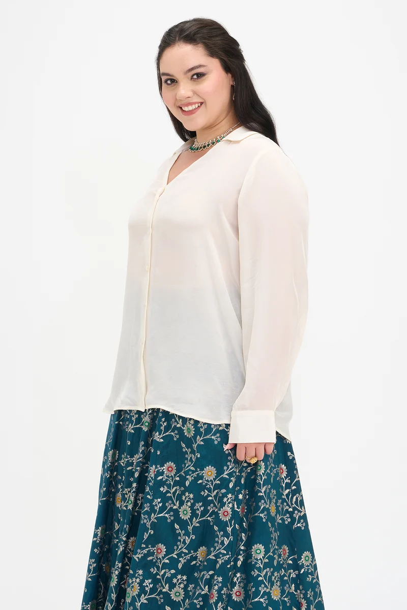 Malli|100% Viscose Shirt With V-Placket