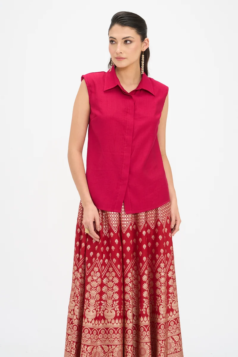Pahari|100% Viscose Sleeveless Shirt