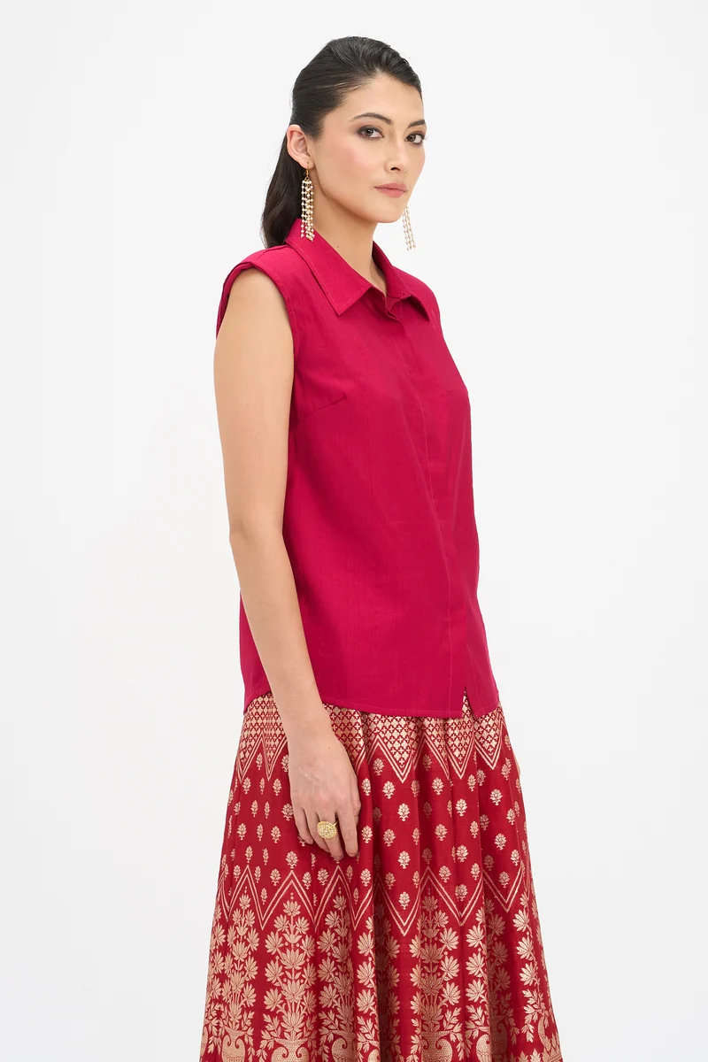 Pahari|100% Viscose Sleeveless Shirt