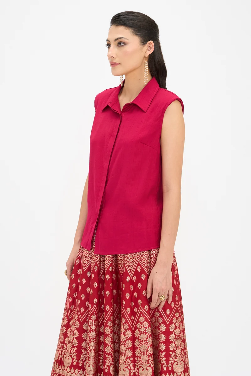 Pahari|100% Viscose Sleeveless Shirt