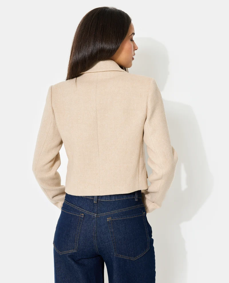 Veste blazer courte en tissu épais avec laine