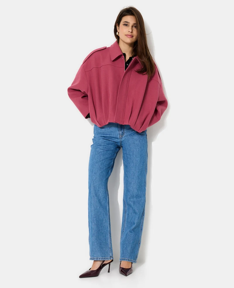 Blouson forme boule effet drap de laine