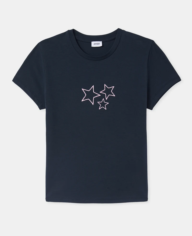 T-shirt ajusté avec étoiles brodées