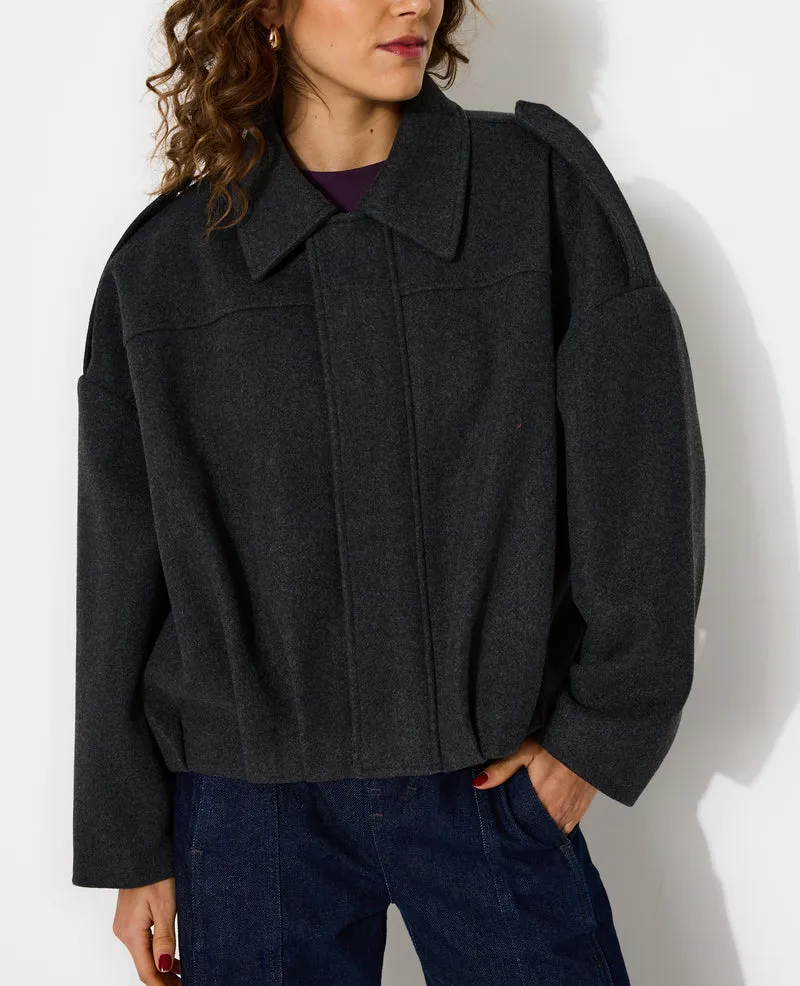 Blouson forme boule effet drap de laine