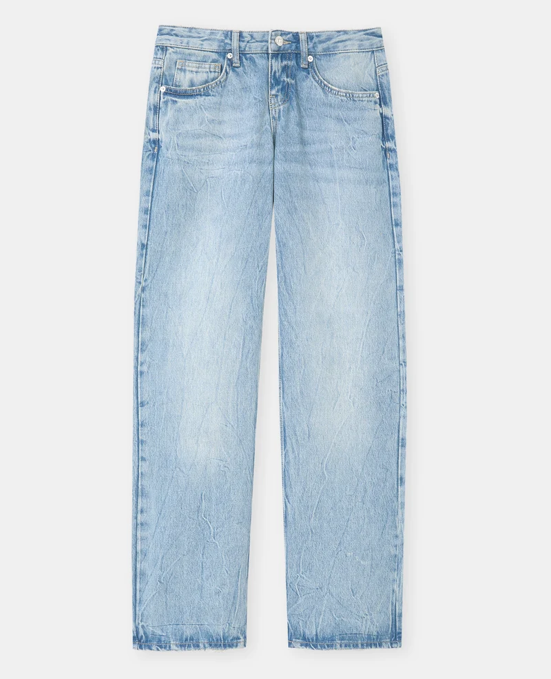 Jean straight effet froissé avec étoiles pailletées